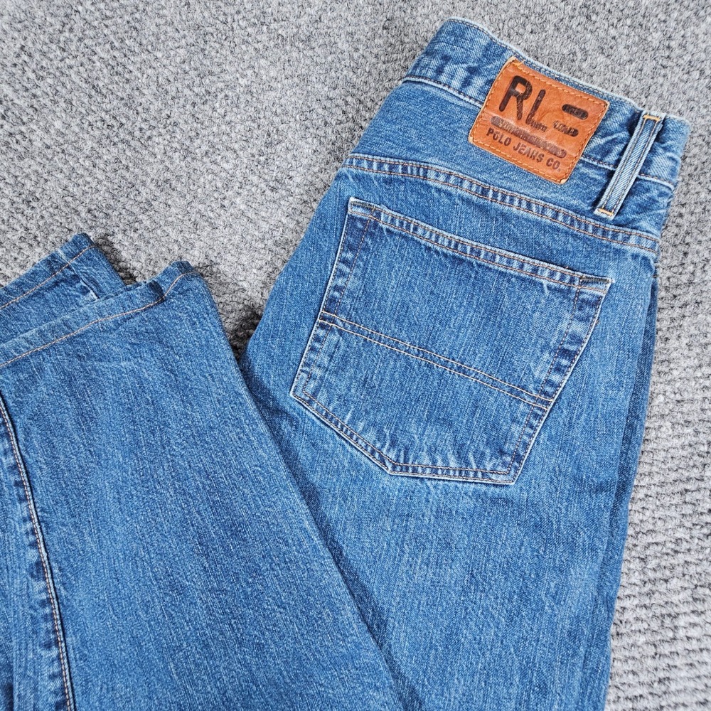 Polo Jeans Co Ralph Lauren Mens 34x34 Classic Relaxed Tapered Blue Jeans‎